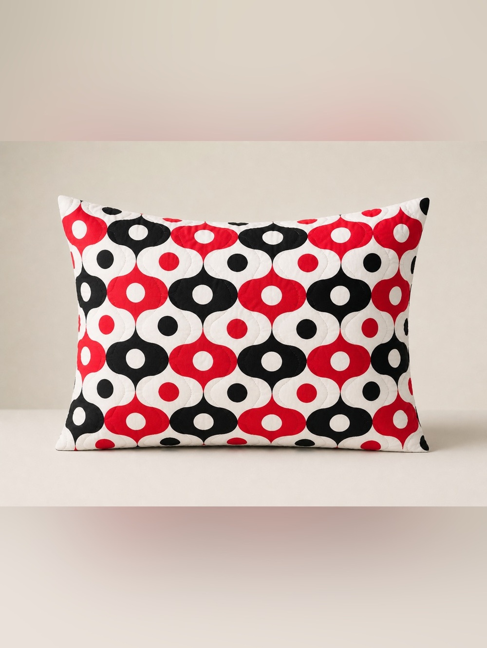 JONATHAN ADLER Mod Geo Quilted Pillow Shams Set 22x28 Red Black Mid Century